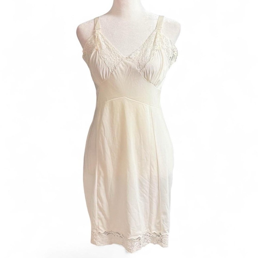 Vintage 60s/70s Movie Star Cream Lace Slip Dress Juniors 13